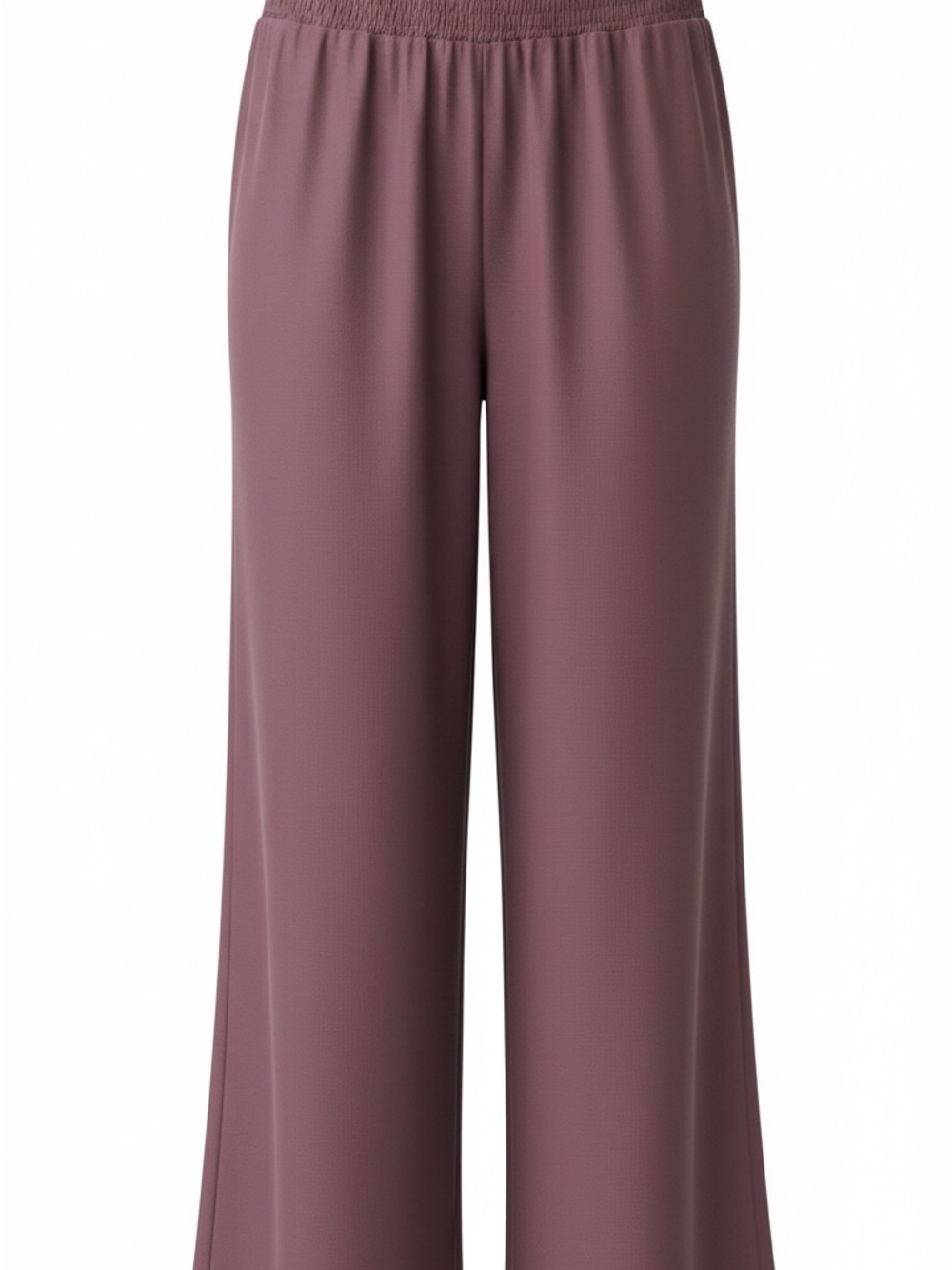 Relaxed Wide-Leg Elastic Waist Pants — Mauve Pink